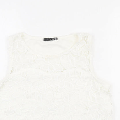 Womens UK Size 14 Quiz White Cropped Tank