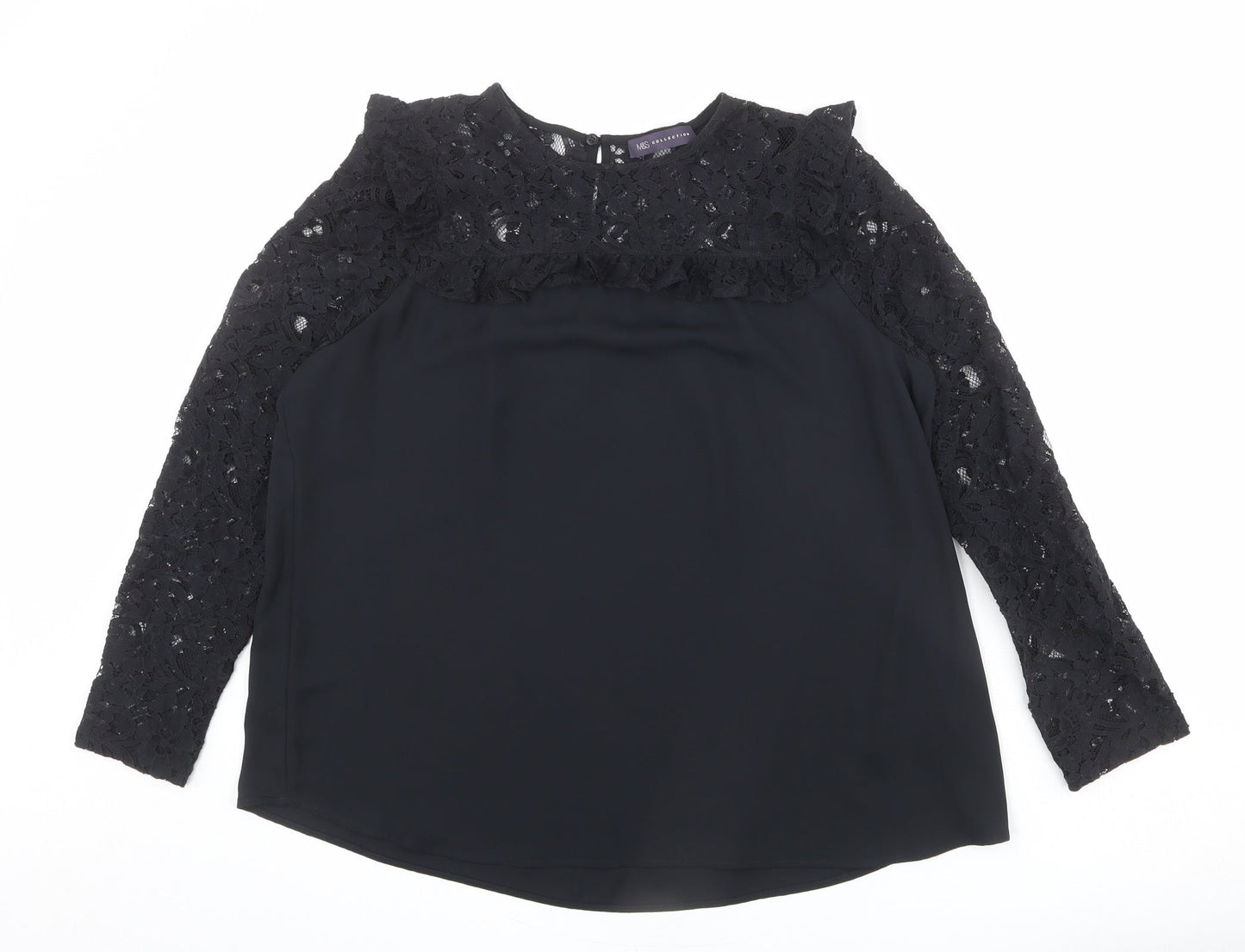 Womens UK Size 12 Marks and Spencer Black Basic Blouse