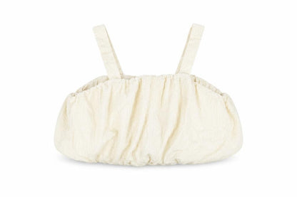 Front view of Zara girls’ ivory polyester cropped blouse, size 10, years square neck pullover