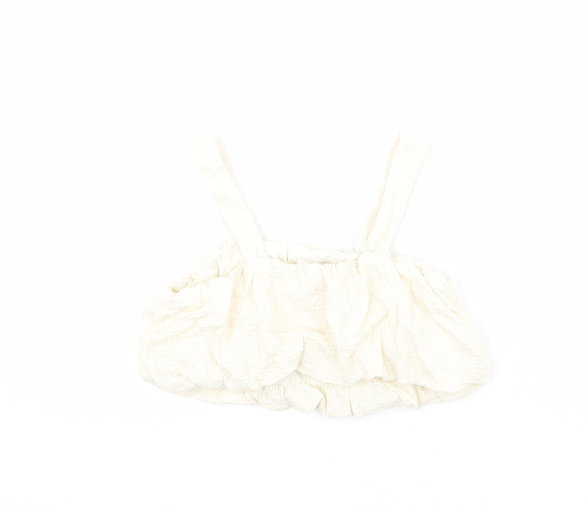 Back view of Zara girls’ ivory polyester cropped blouse, size 10, years square neck pullover
