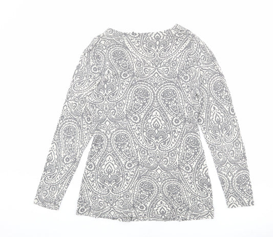 EAST Womens Grey Geometric Viscose Basic Blouse Size 12 V-Neck