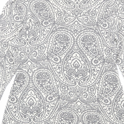 EAST Womens Grey Geometric Viscose Basic Blouse Size 12 V-Neck