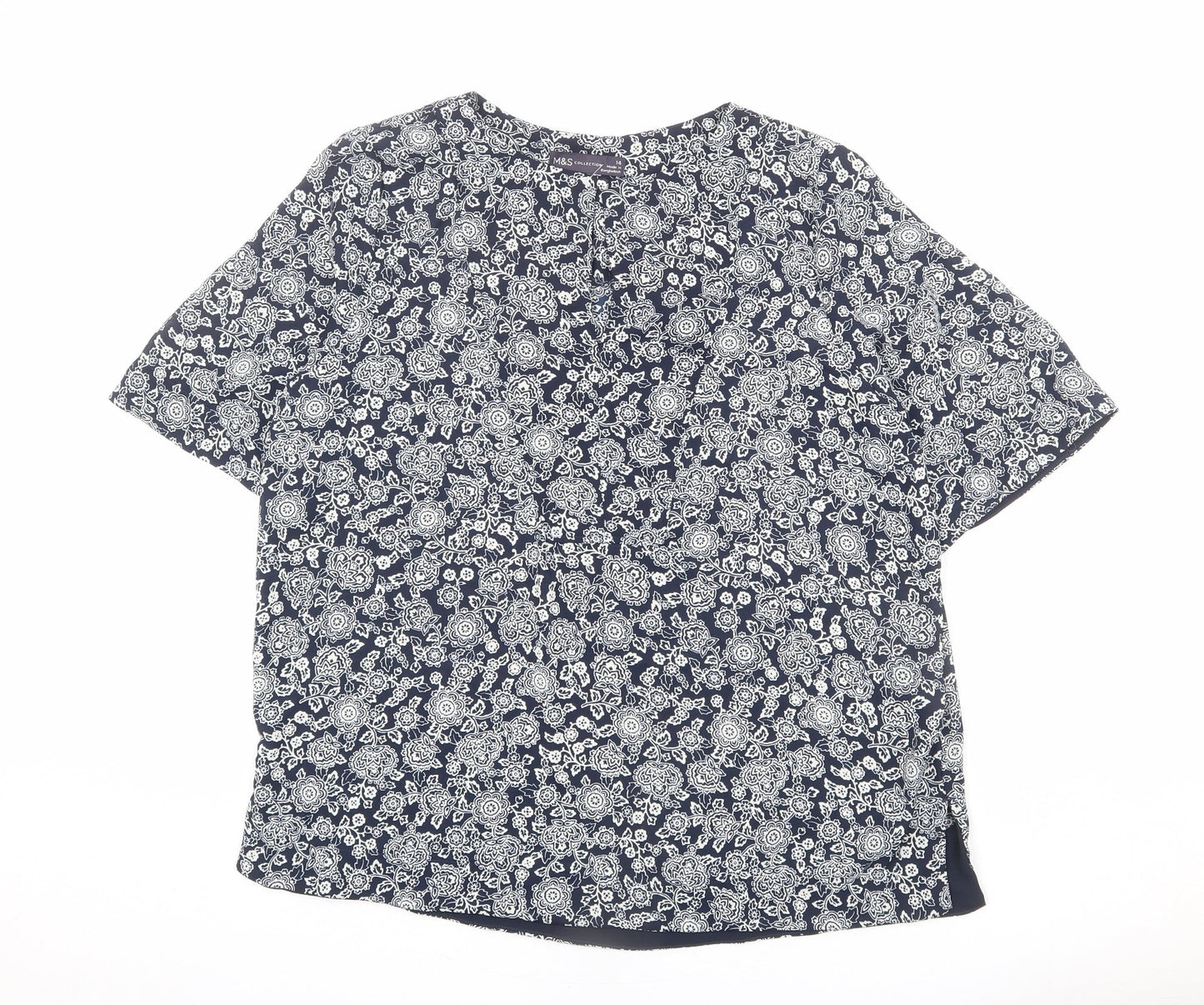 Womens UK Size 14 Marks and Spencer Blue Basic Blouse