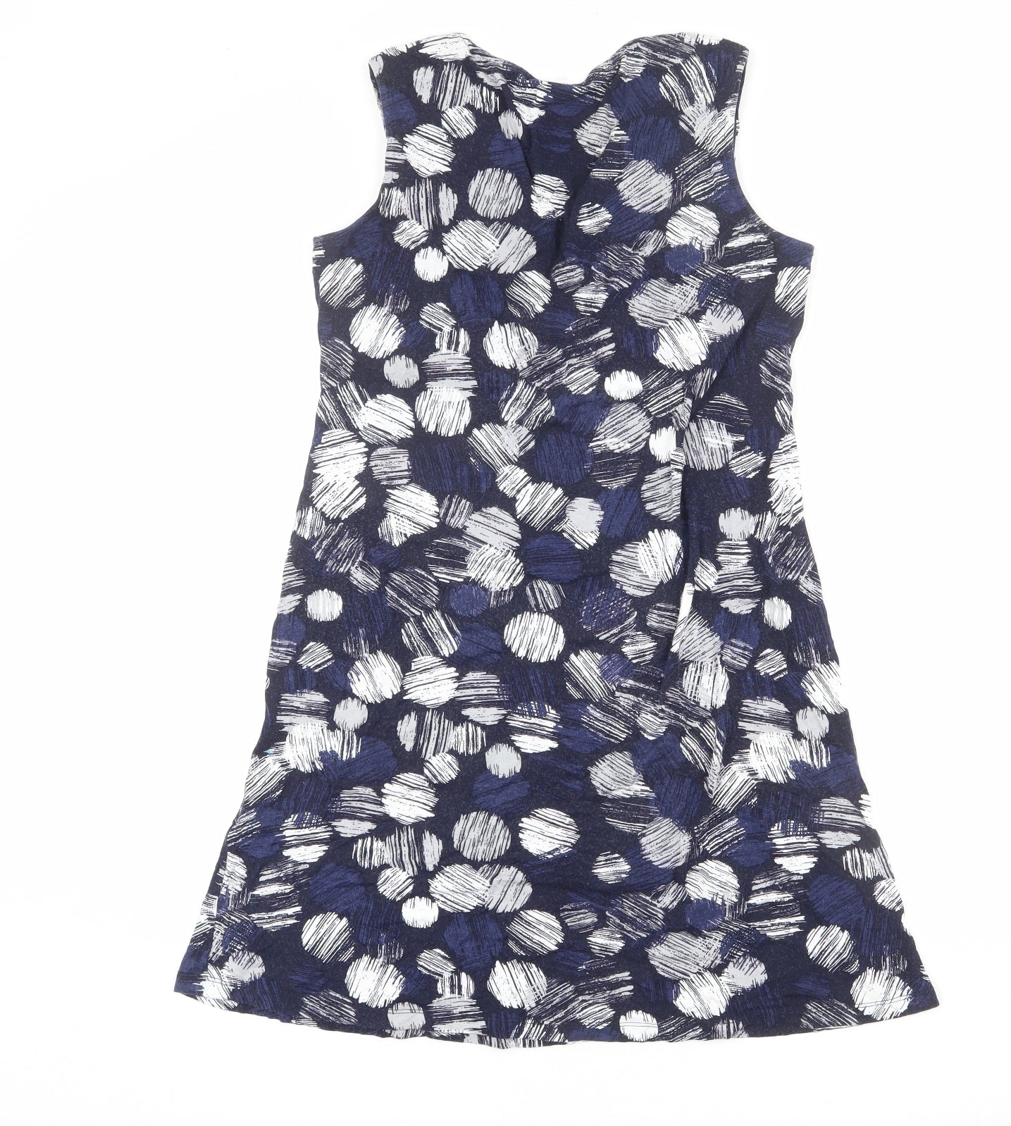 Precis Womens Blue Geometric Viscose A-Line Size M V-Neck Pullover