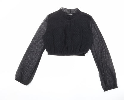 Womens UK Size 12 PRETTYLITTLETHING Black Cropped Blouse