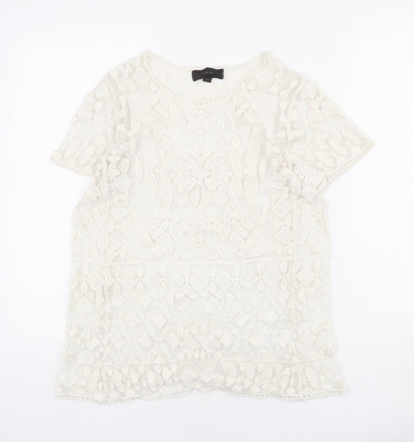 Womens UK Size S JULIE Ivory Basic T-Shirt