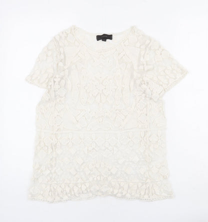 Womens UK Size S JULIE Ivory Basic T-Shirt