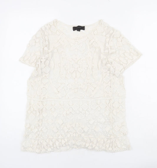 Womens UK Size S JULIE Ivory Basic T-Shirt