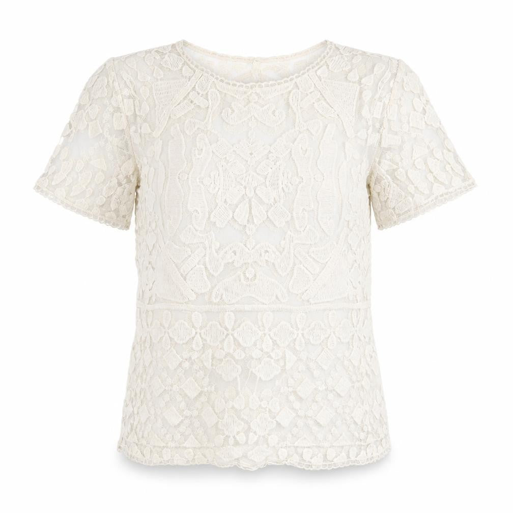 Womens UK Size S JULIE Ivory Basic T-Shirt