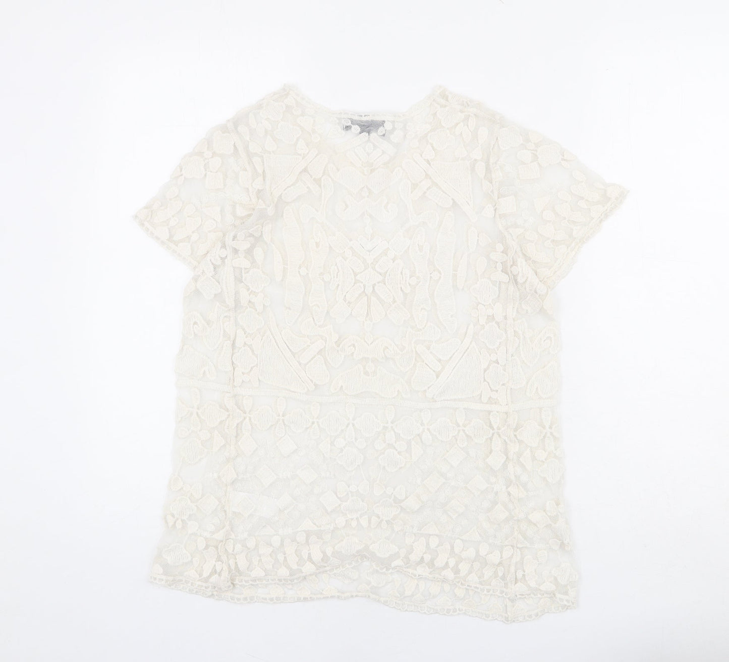 Womens UK Size S JULIE Ivory Basic T-Shirt