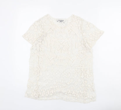 Womens UK Size S JULIE Ivory Basic T-Shirt