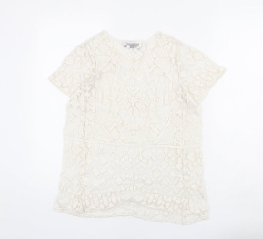 Womens UK Size S JULIE Ivory Basic T-Shirt