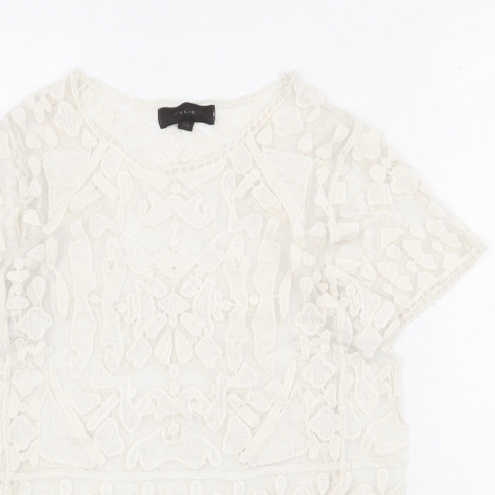 Womens UK Size S JULIE Ivory Basic T-Shirt