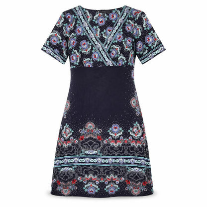 Per Una Womens Blue Geometric Viscose A-Line Size 10 V-Neck Pullover