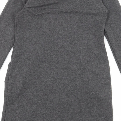 MAKADAMIA Womens Grey Polyester Jumper Dress Size 10 Round Neck Pullover