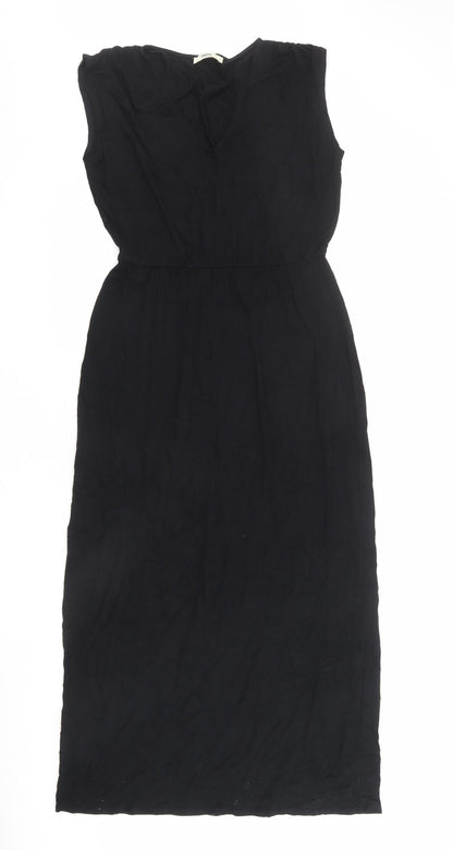 Oasis Womens Black Viscose Maxi Size S V-Neck Pullover