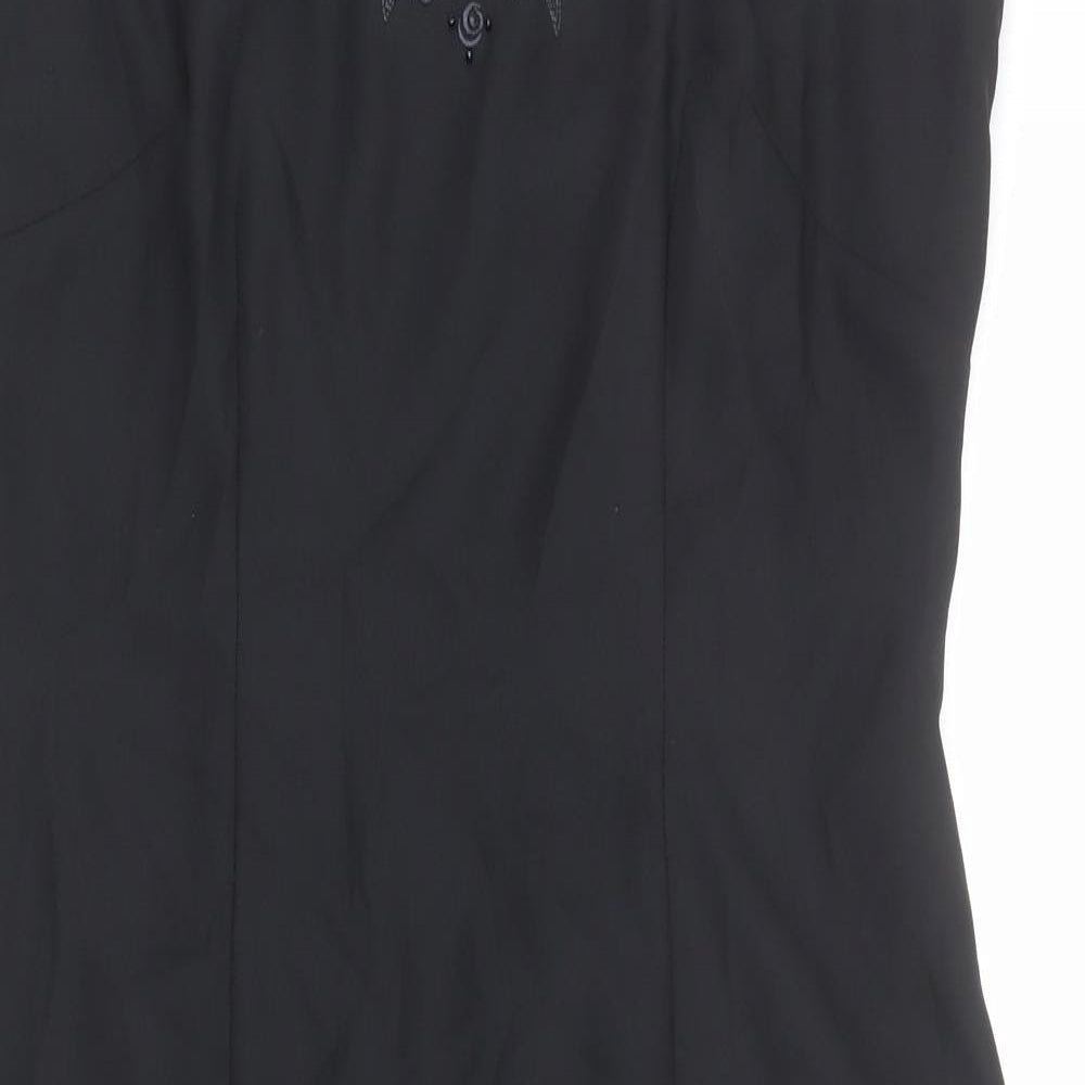 St Michael Womens Black Polyester Pencil Dress Size 16 Round Neck Zip - Floral