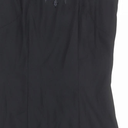 St Michael Womens Black Polyester Pencil Dress Size 16 Round Neck Zip - Floral
