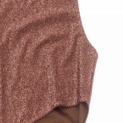 Divided by H&M Womens Brown Polyester Bodycon Size S Round Neck Pullover - Drawstring Detail