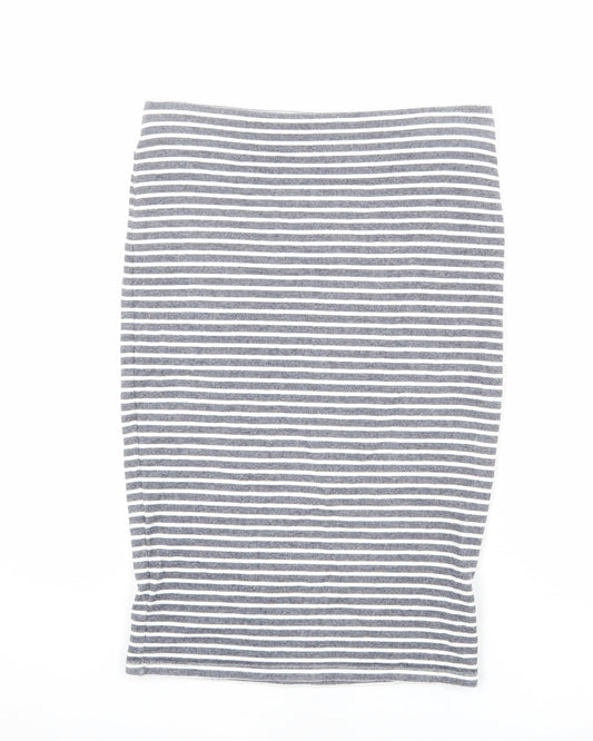 Marks and Spencer Womens Blue Striped Cotton Bandage Skirt Size 12