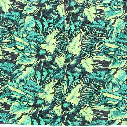 Divided by H&M Womens Green Geometric Cotton A-Line Skirt Size 10 Zip - Leaf pattern