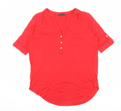 Womens UK Size 12 Marks and Spencer Red Basic Button-Up