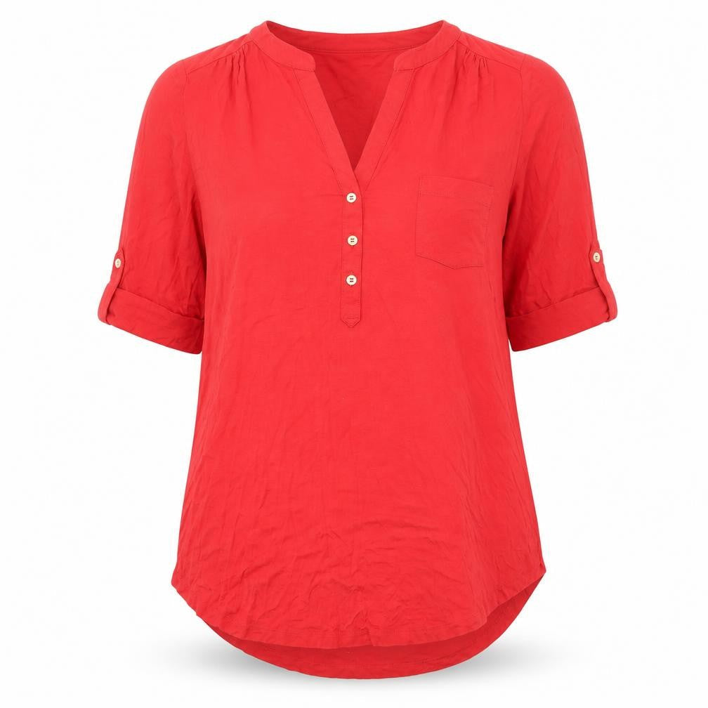 Womens UK Size 12 Marks and Spencer Red Basic Button-Up