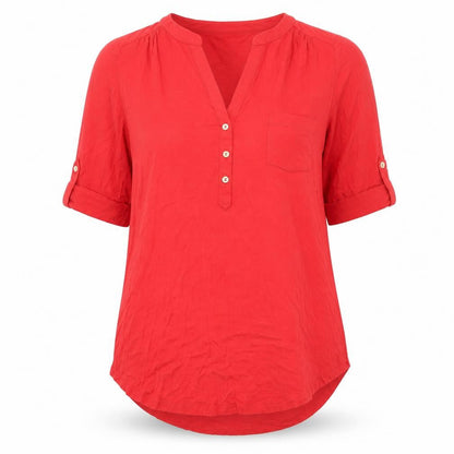 Womens UK Size 12 Marks and Spencer Red Basic Button-Up