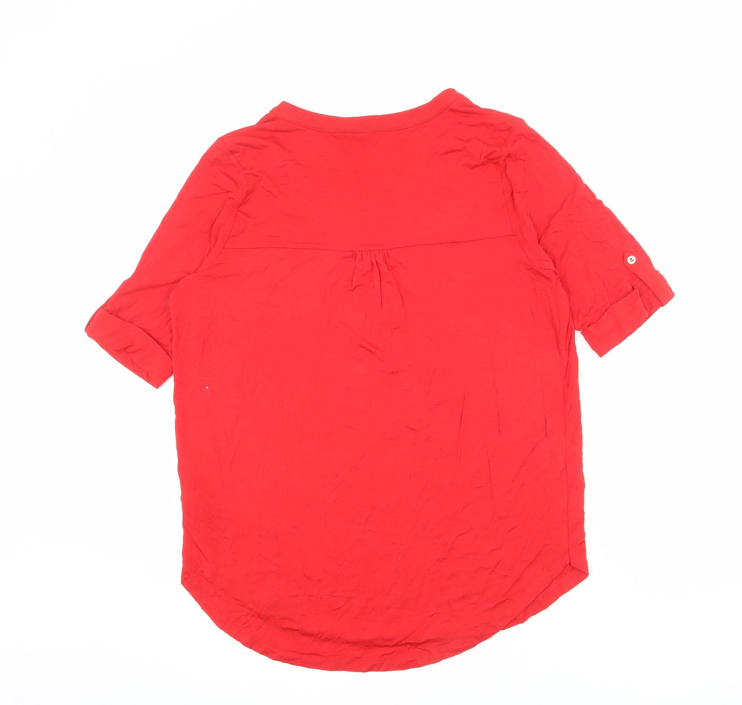 Womens UK Size 12 Marks and Spencer Red Basic Button-Up