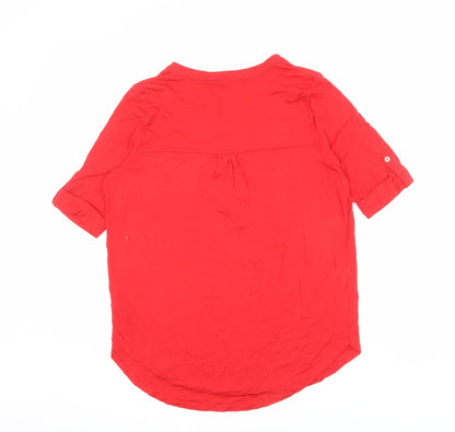 Womens UK Size 12 Marks and Spencer Red Basic Button-Up