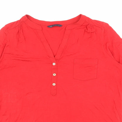 Womens UK Size 12 Marks and Spencer Red Basic Button-Up