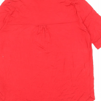 Womens UK Size 12 Marks and Spencer Red Basic Button-Up