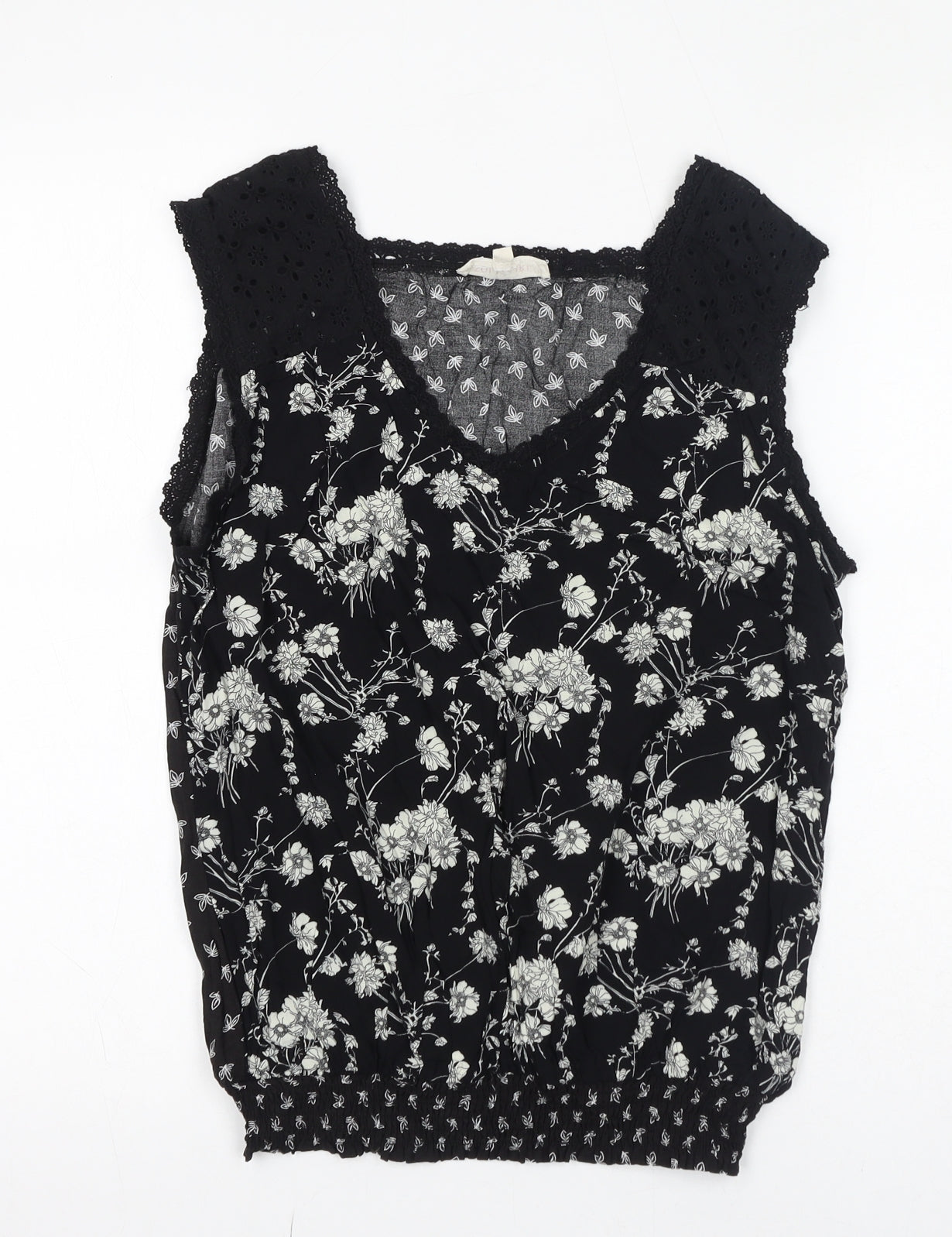 Womens UK Size M SOLITAIRE Black Basic Blouse
