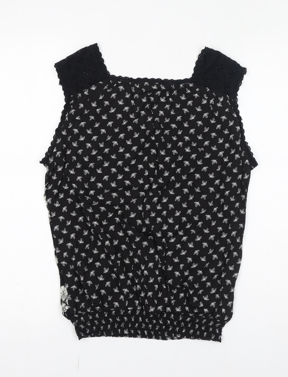 Womens UK Size M SOLITAIRE Black Basic Blouse