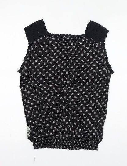 Womens UK Size M SOLITAIRE Black Basic Blouse