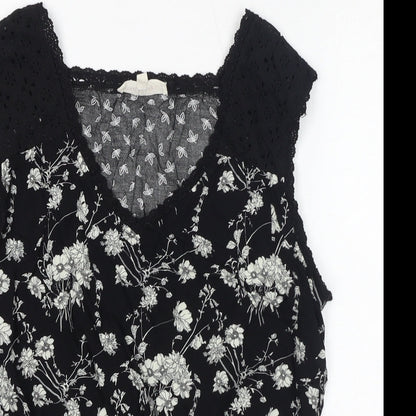Womens UK Size M SOLITAIRE Black Basic Blouse