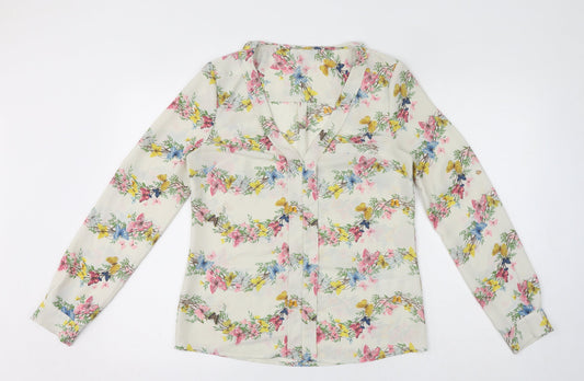 Womens UK Size 10 Oasis White Basic Blouse