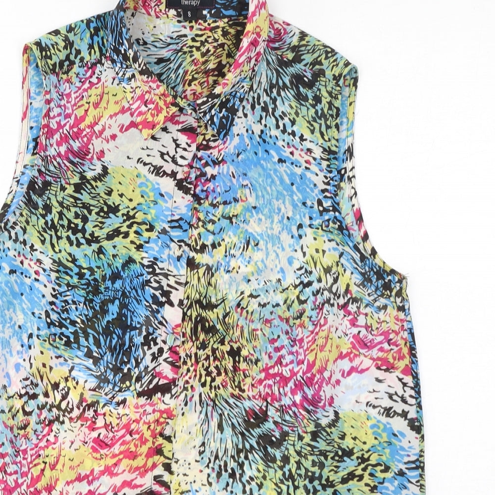 Womens UK Size 8 Therapy Multicoloured Basic Button-Up
