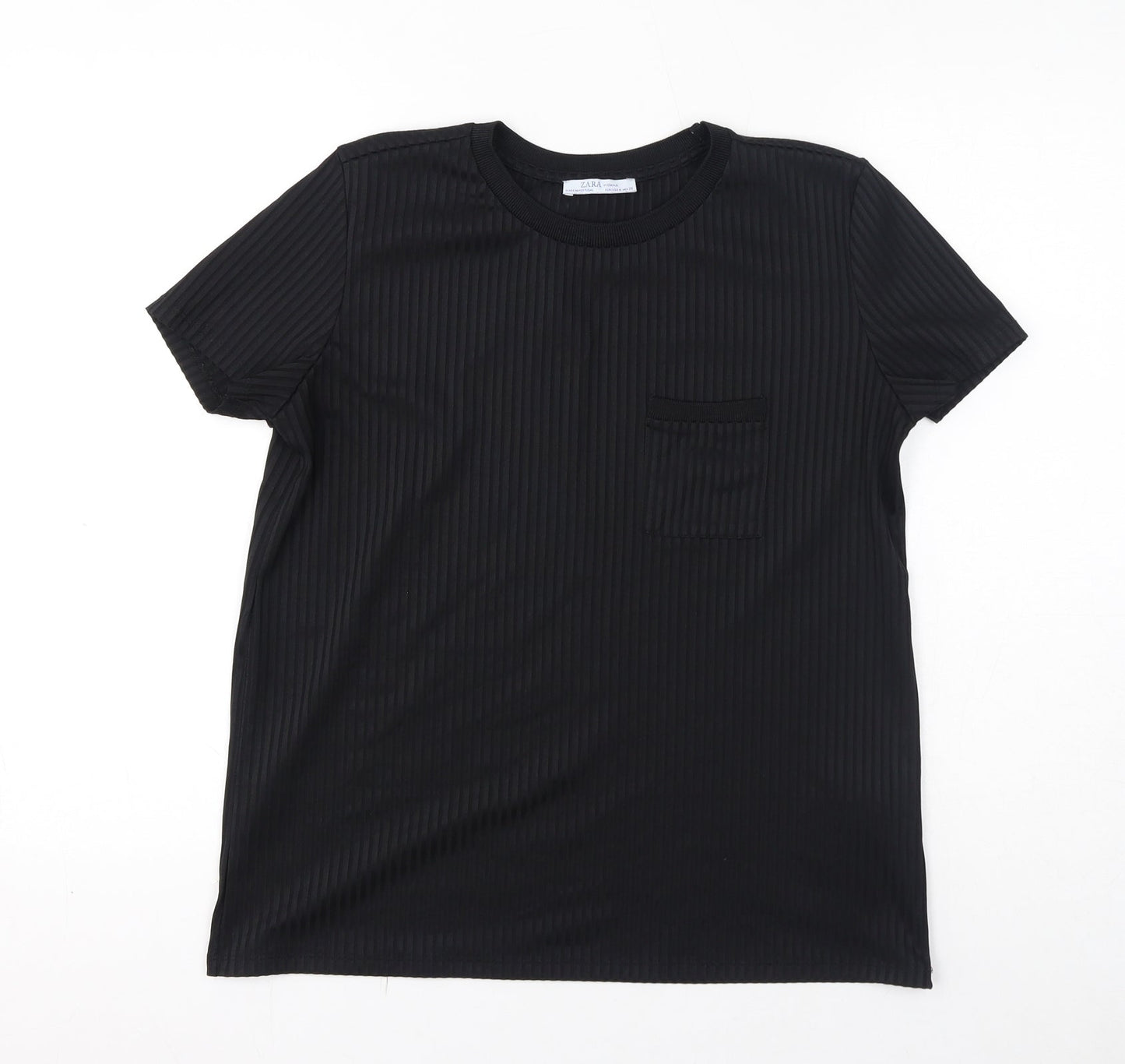 Womens UK Size M Zara Black Basic T-Shirt