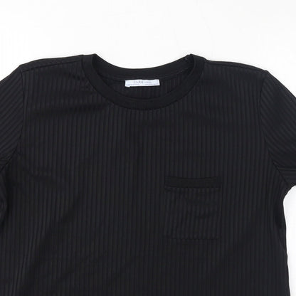 Womens UK Size M Zara Black Basic T-Shirt