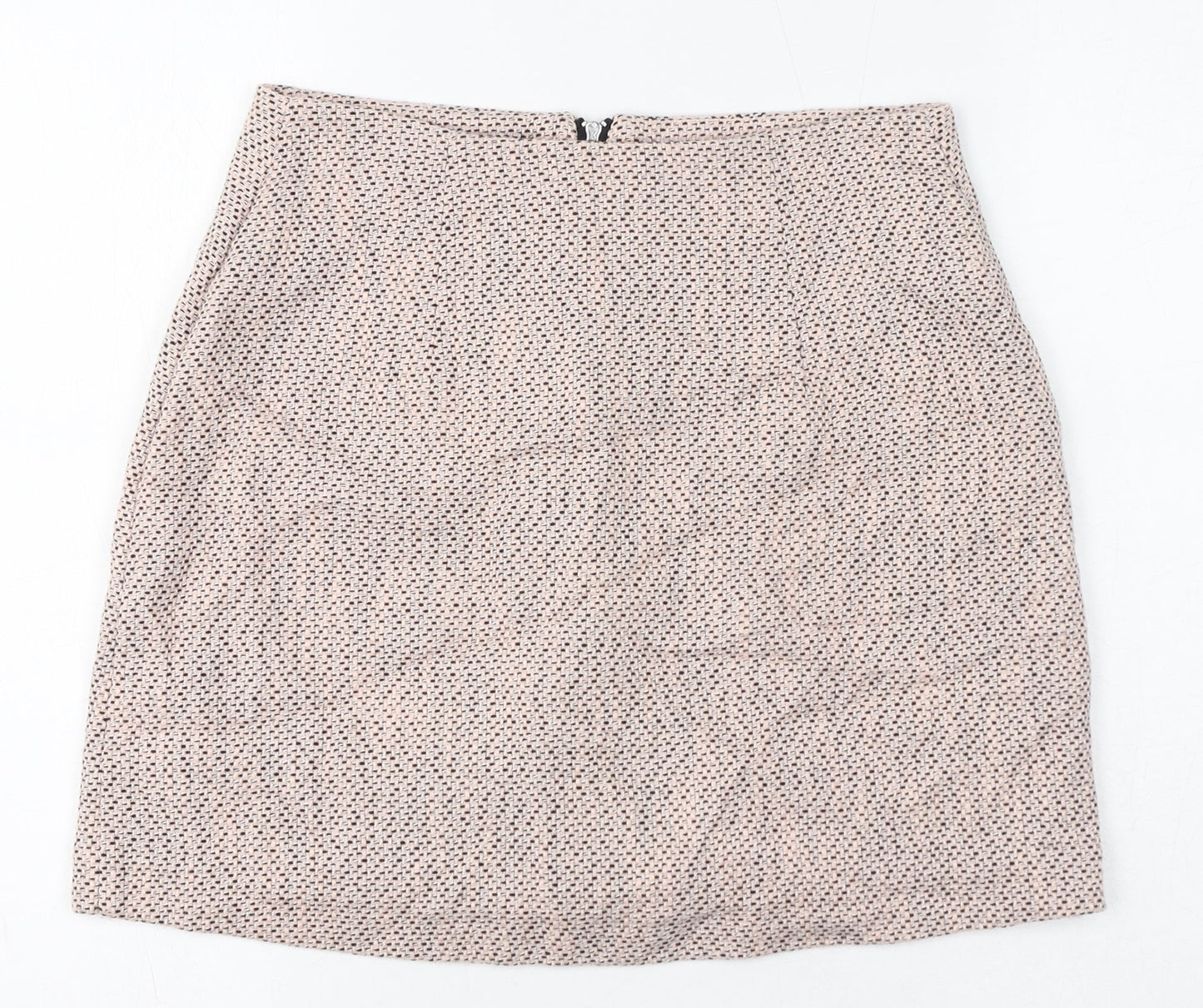 New Look Womens Pink Geometric Cotton A-Line Skirt Size 8 Zip