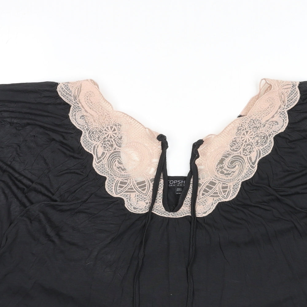 Womens UK Size 14 Topshop Black Basic Blouse