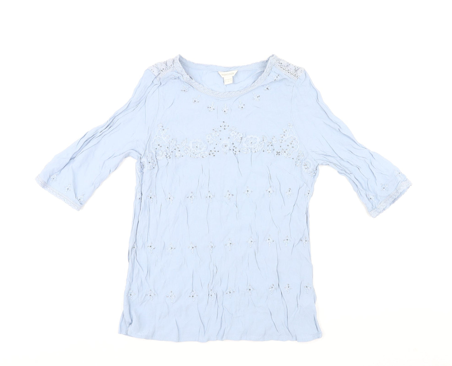 Womens UK Size 14 Monsoon Blue Basic T-Shirt