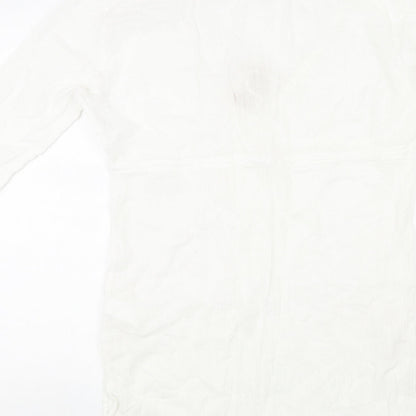 Coral Bay Womens White Polka Dot Cotton Shift Size M V-Neck Pullover - Drawstring Detail