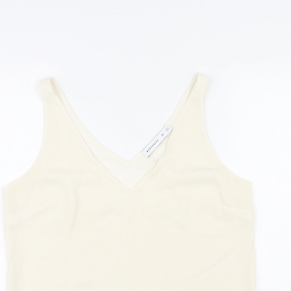 Womens UK Size 12 Warehouse Ivory Basic Tank