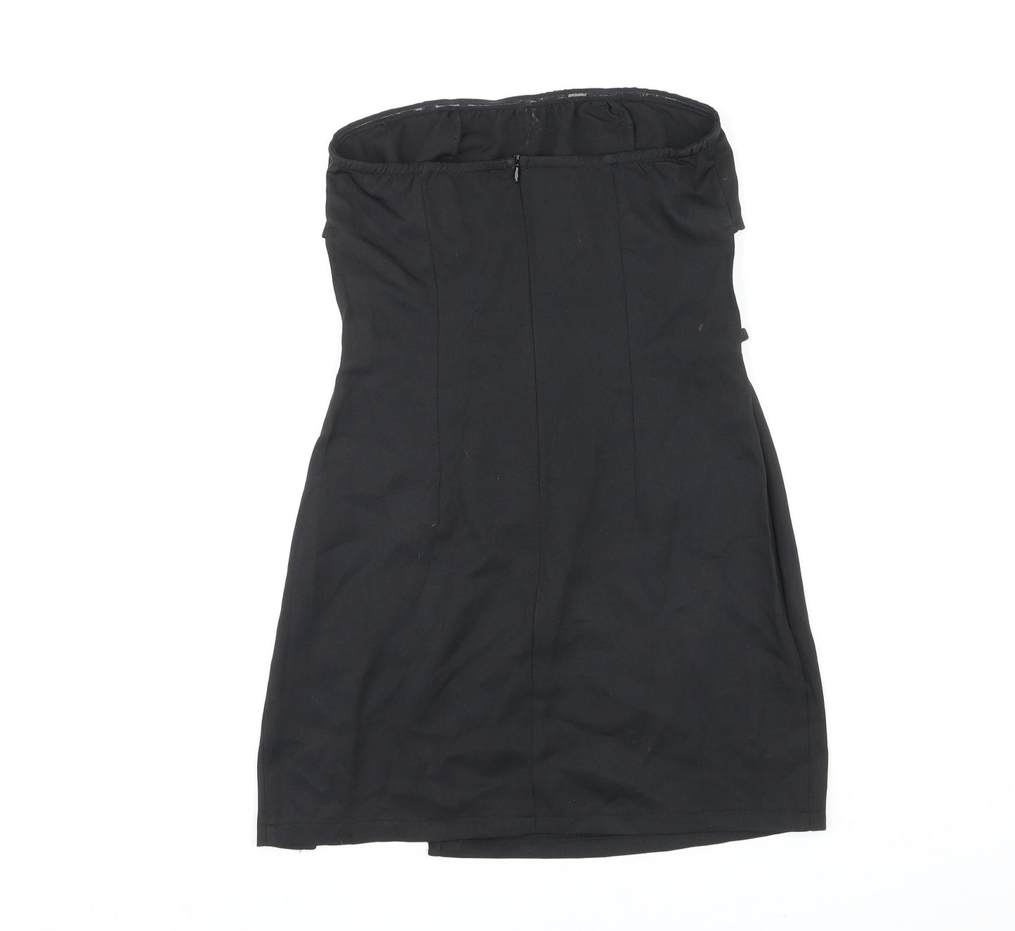 PRETTYLITTLETHING Womens Black Polyester Mini Size 10 Off the Shoulder Zip