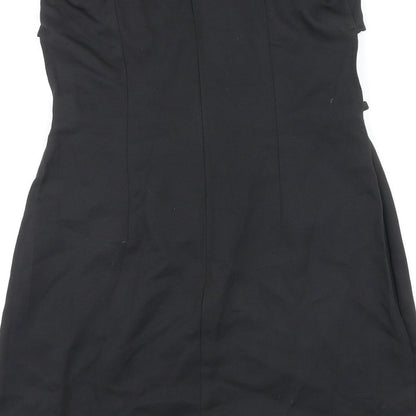 PRETTYLITTLETHING Womens Black Polyester Mini Size 10 Off the Shoulder Zip