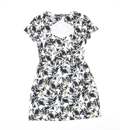 Oasis Womens Multicoloured Geometric Cotton Shift Size 8 Round Neck Zip - Butterfly Print