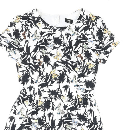 Oasis Womens Multicoloured Geometric Cotton Shift Size 8 Round Neck Zip - Butterfly Print
