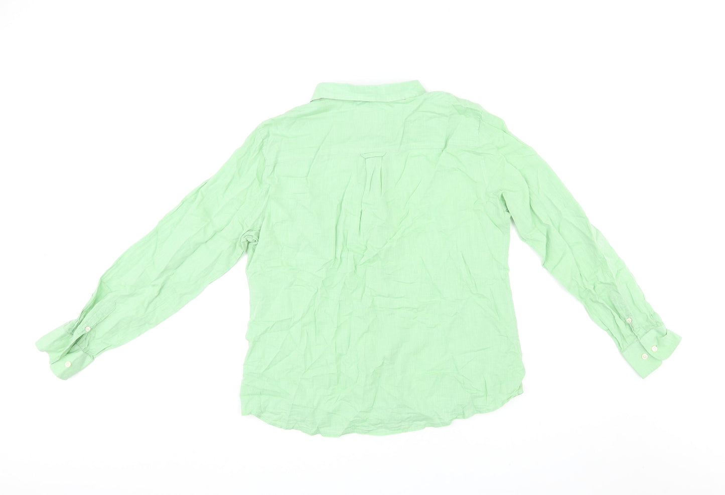 Orvis Womens Green Cotton Basic Button-Up Size 14 Collared